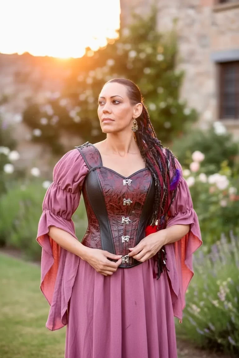 aged textured red leather corset i