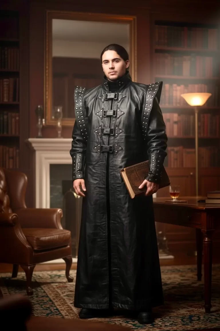 bespoke black leather trenchcoat wings