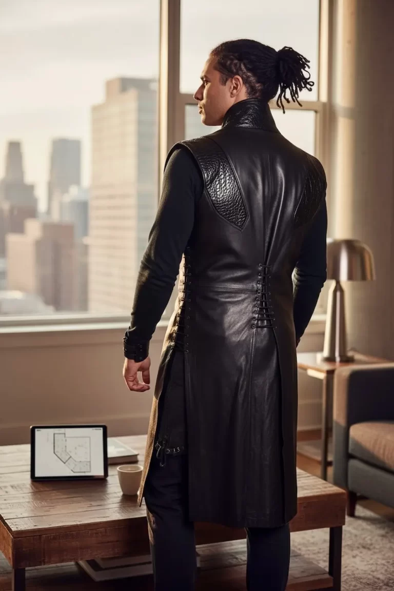 bespoke black leather trenchcoat wings ii