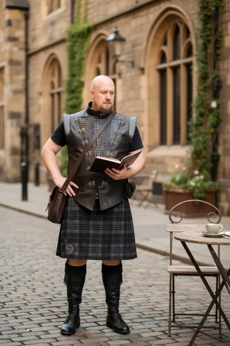 black croc mens modular scottish cosplay kilt