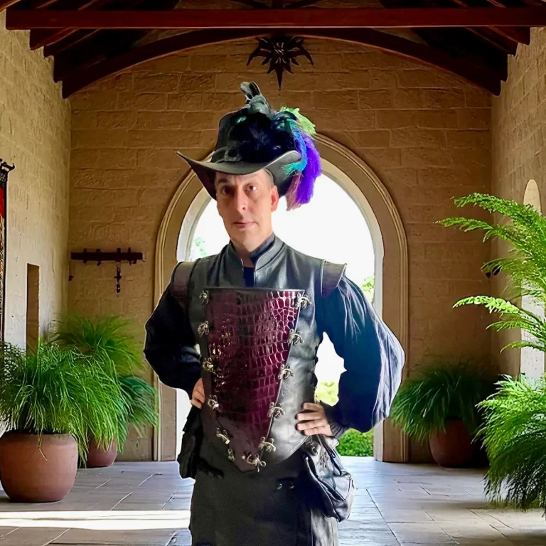 leather modular jerkin black velvet croc armor silver buckles renaissance design