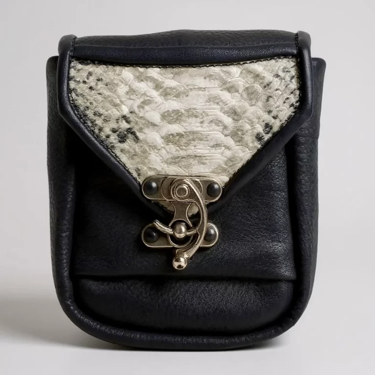 artisan leather pouch black python