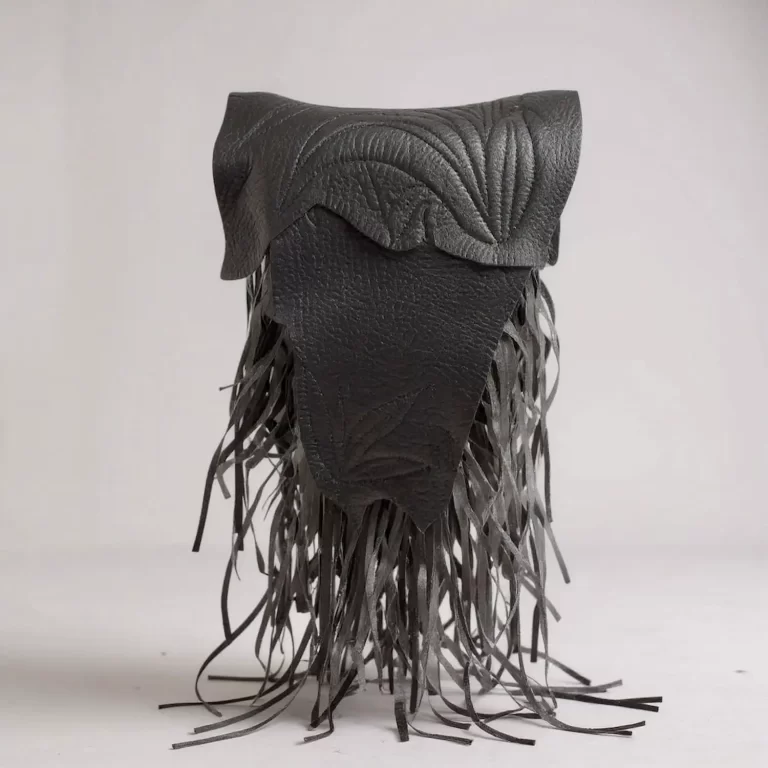 bespoke natural edge fringe pouch