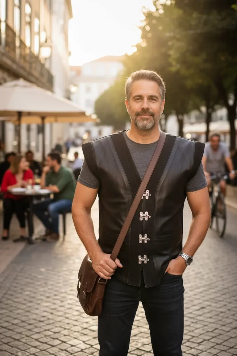 black suede mens tunic