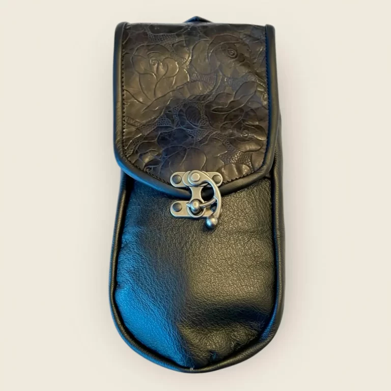 black floral medieval leather pouch