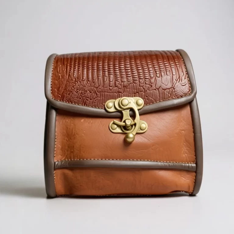 custom leather brown croc pouch