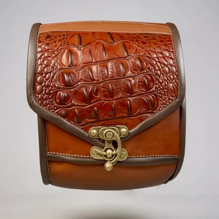 custom leather brown croc pouch i
