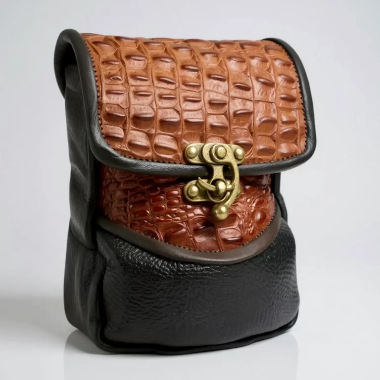 custom leather brown croc pouch ii