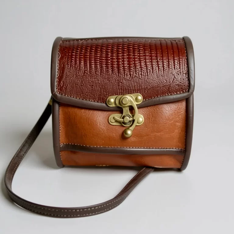 custom leather brown rattan pouch i