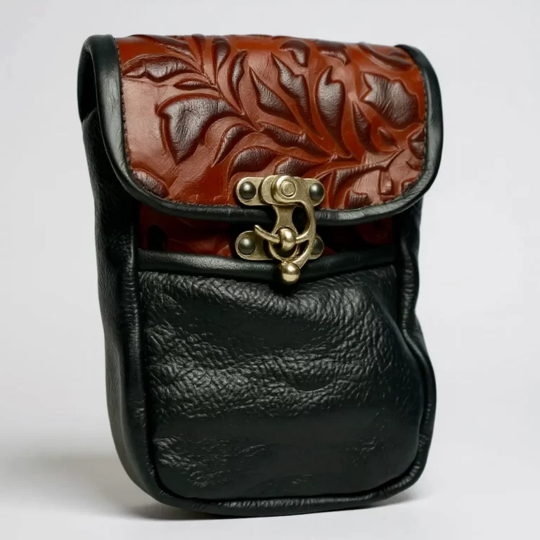floral medieval leather pouch