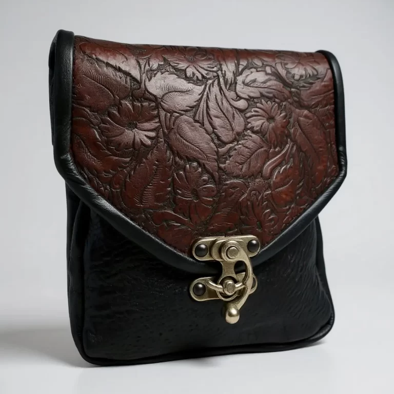 floral medieval leather pouch i