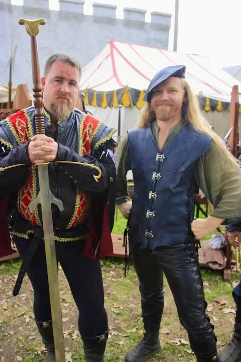 handcrafted leather doublet quilted black king’s guard soldier silver buckles renaissance festival design