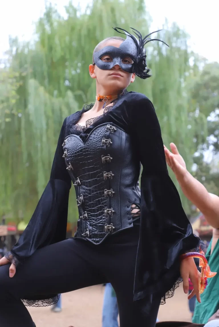 handmade leather corset black croc silver buckles renaissance design