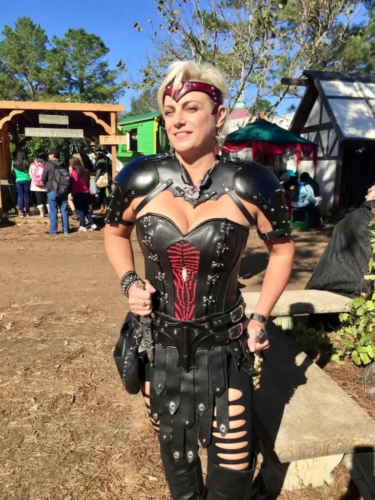 handmade leather corset black red stingray silver buckles renaissance shoulder pauldron armor