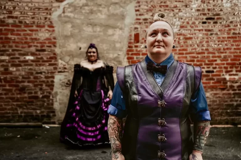 handmade leather jerkin purple corset bodice silver clasps renaissance festival design couple wedding marriage ii