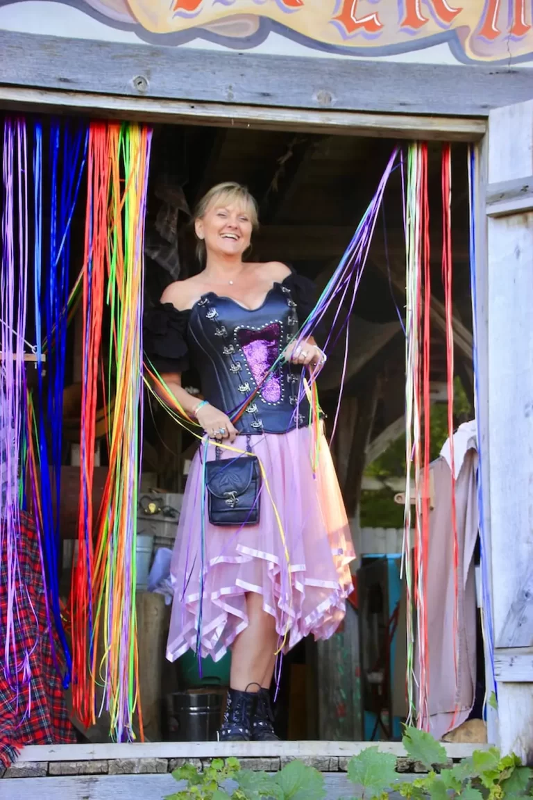 handmade leather sweetheart black corset bodice purple iridescent sparkle rainbow pink silver clasps renaissance festival design i