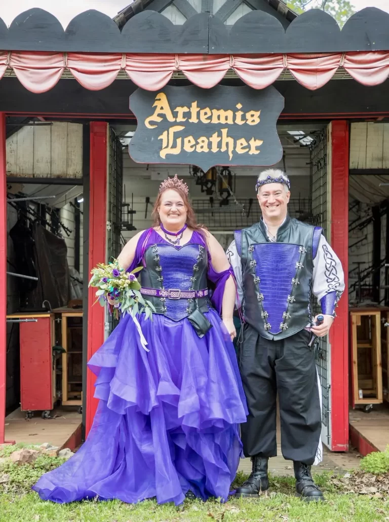 handmade leather sweetheart purple corset bodice croc silver clasps renaissance festival design couple wedding marriage iii