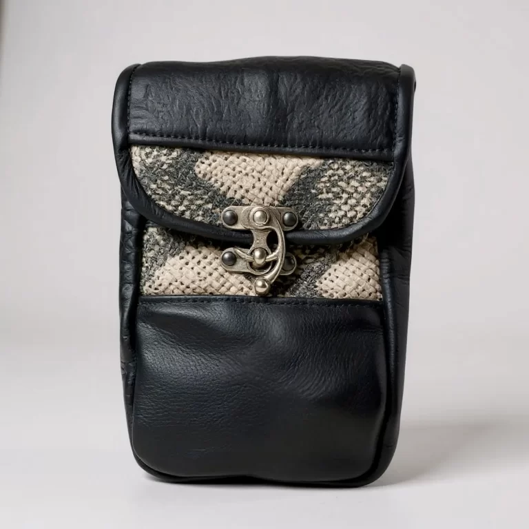handmade genuine leather fantasy bllack python pouch