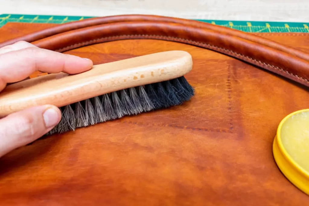 leather product care brush hide mink oil