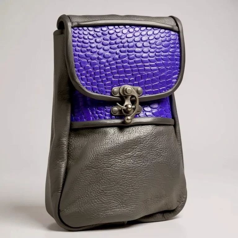 purple croc medieval leather pouch