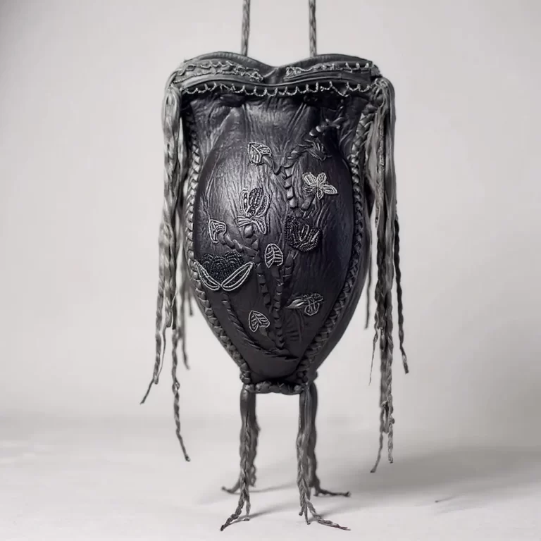 rugged handmade leather fringe pouch