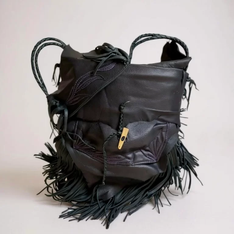 rugged leather fringe pouch