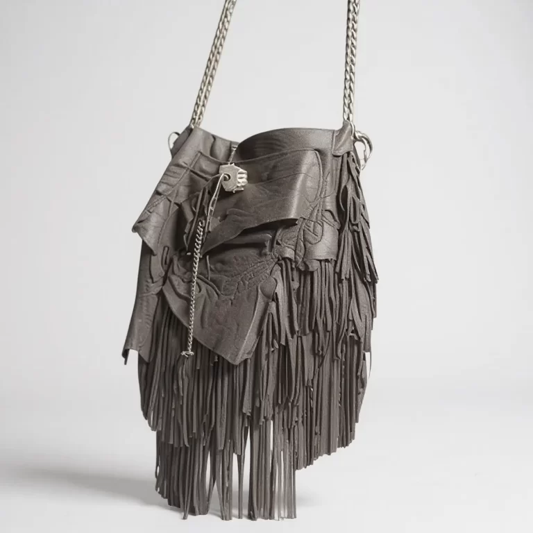 rugged leather fringe pouch i