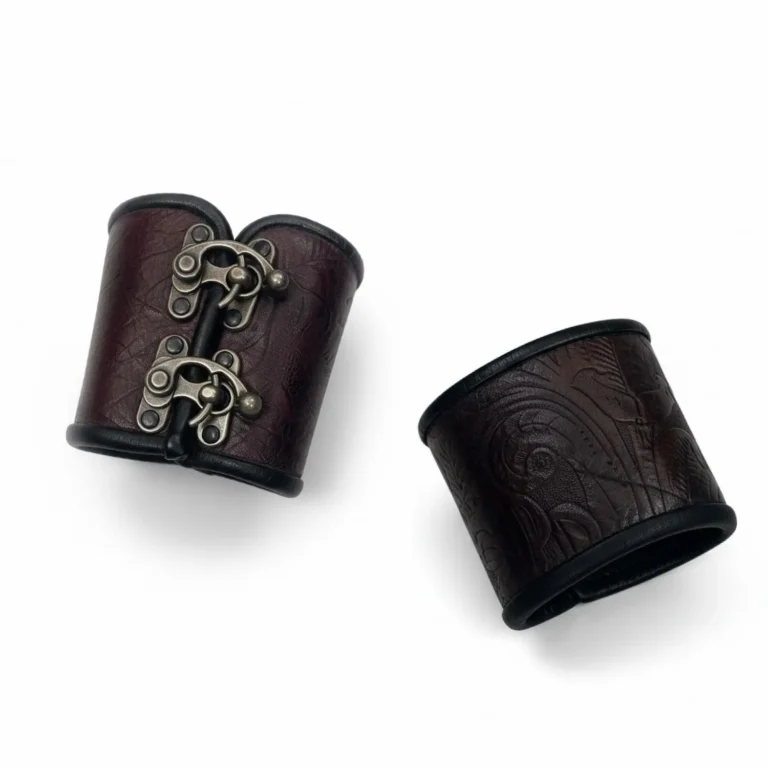 2 clasp aged brown floral bracers