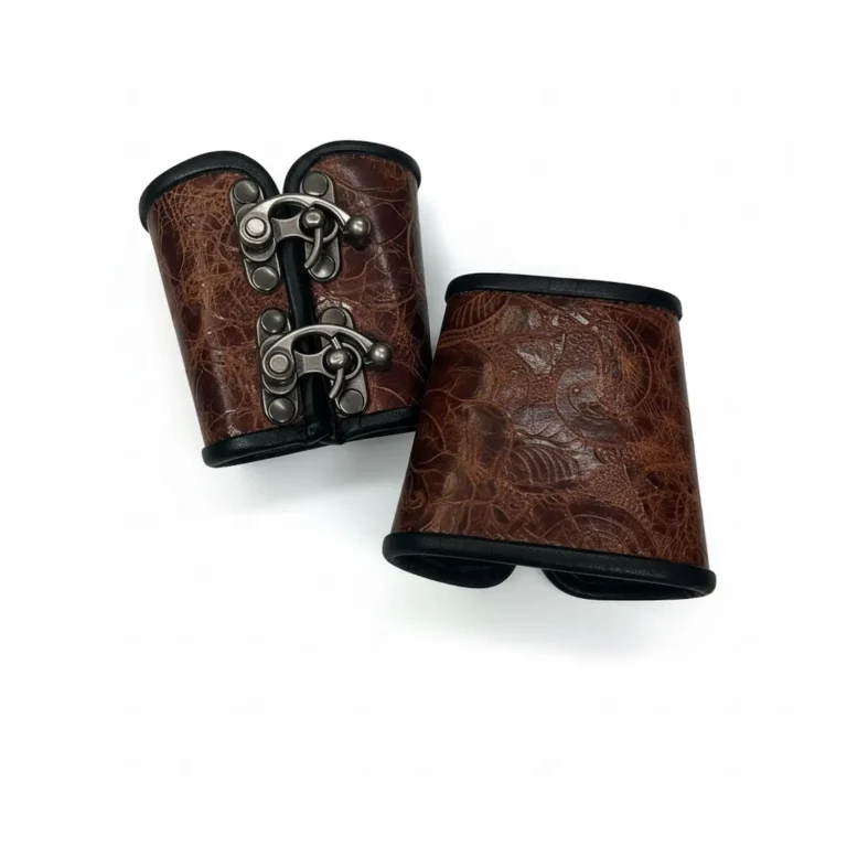 2 clasp brown floral bracers