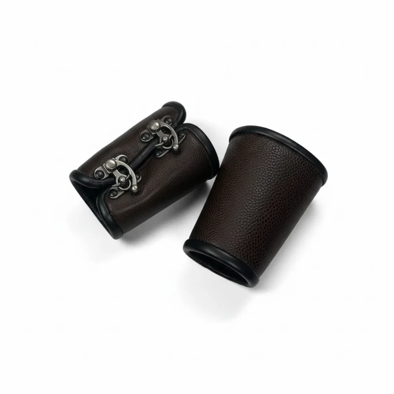 2 clasp deep brown bracers