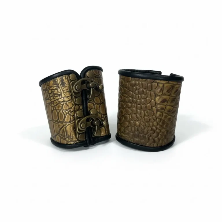 2 clasp gold croc bracers