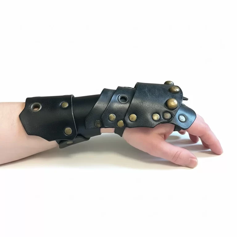 leather gauntlet posed