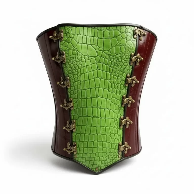 lime croc on oxblood corset