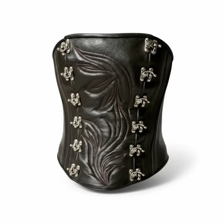 red threaded quilted hourglass corset