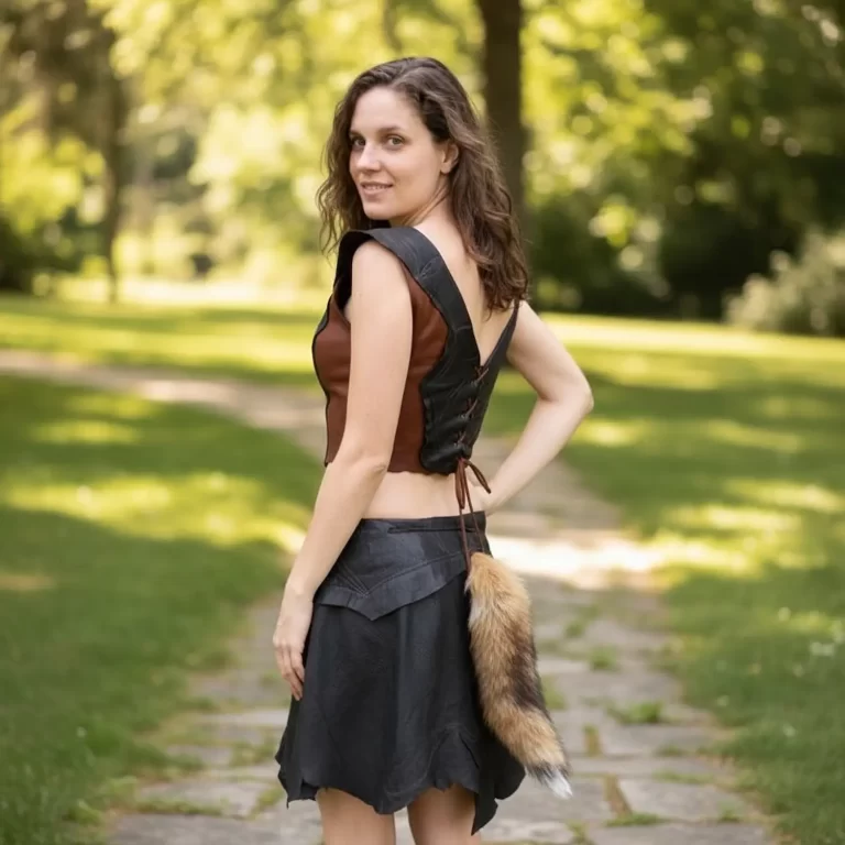 two toned natural edge vest and wrapskirt back