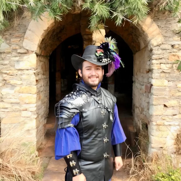 medieval leather doublet black armour armor bracers silver buckles renaissance design